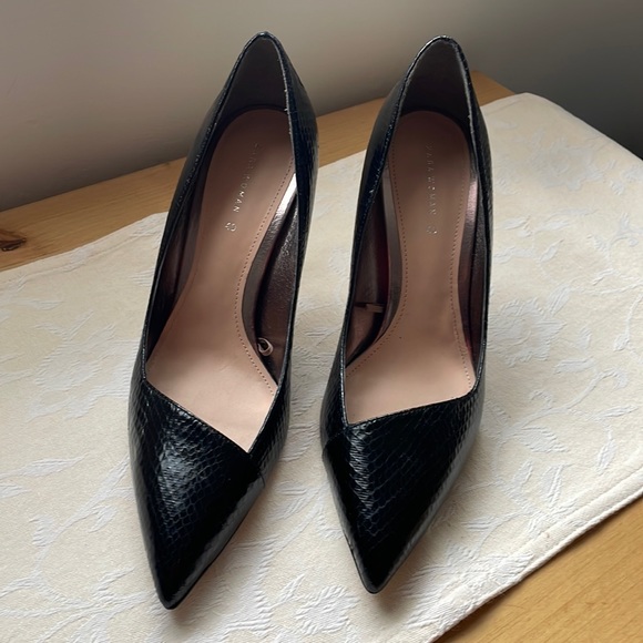 Zara Black High Heel Pumps Snake Skin Print.Pointed Toe. - Picture 3 of 11
